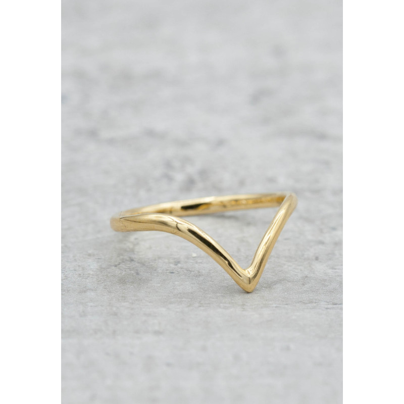 Gold Plated Ring V Shape Faith Se