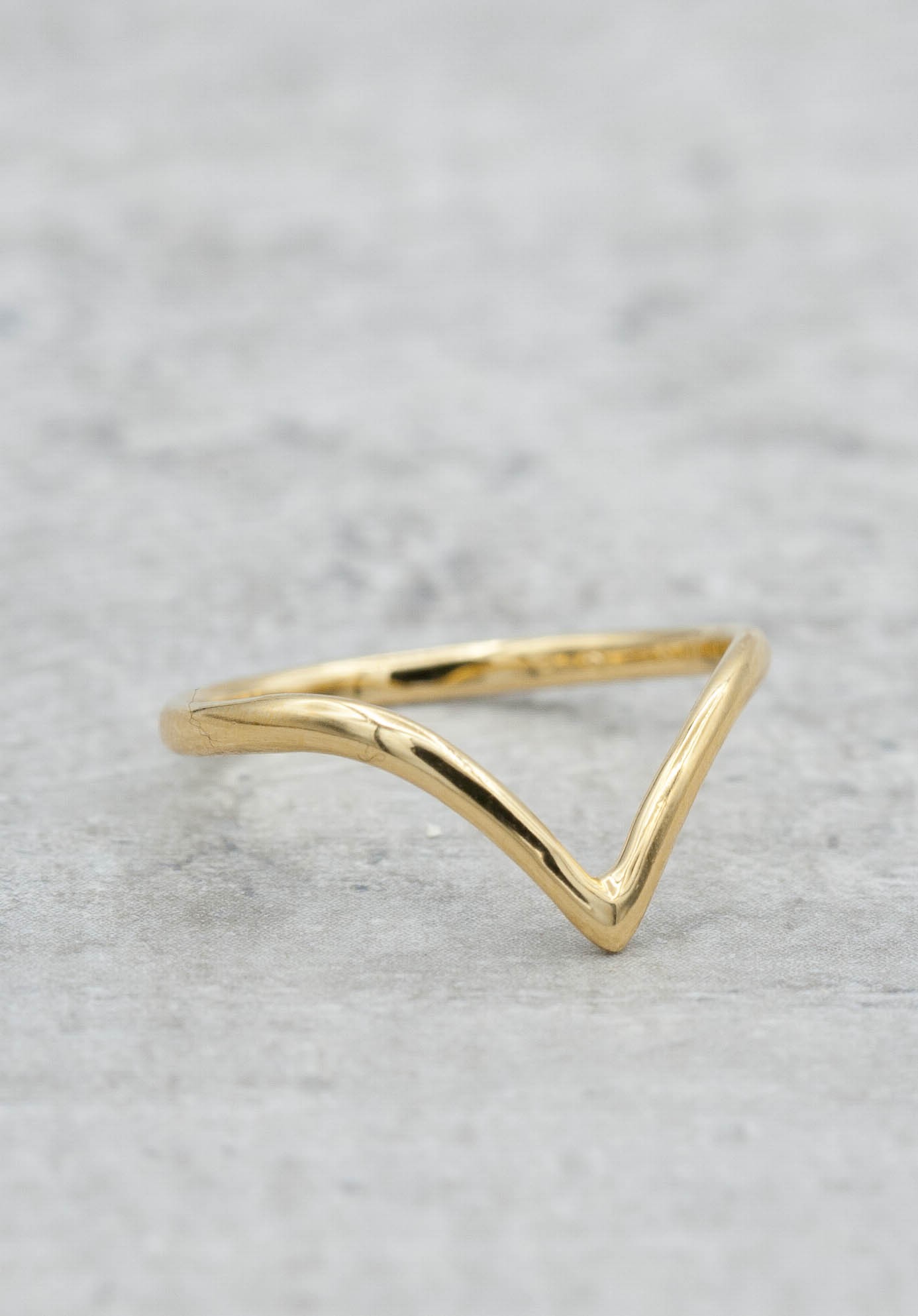 Gold Plated Ring V Shape Faith Se