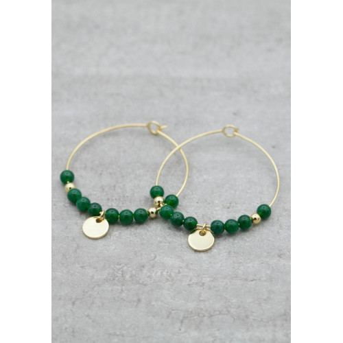 Gold earrings green agate