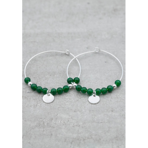 Silver earrings green agate