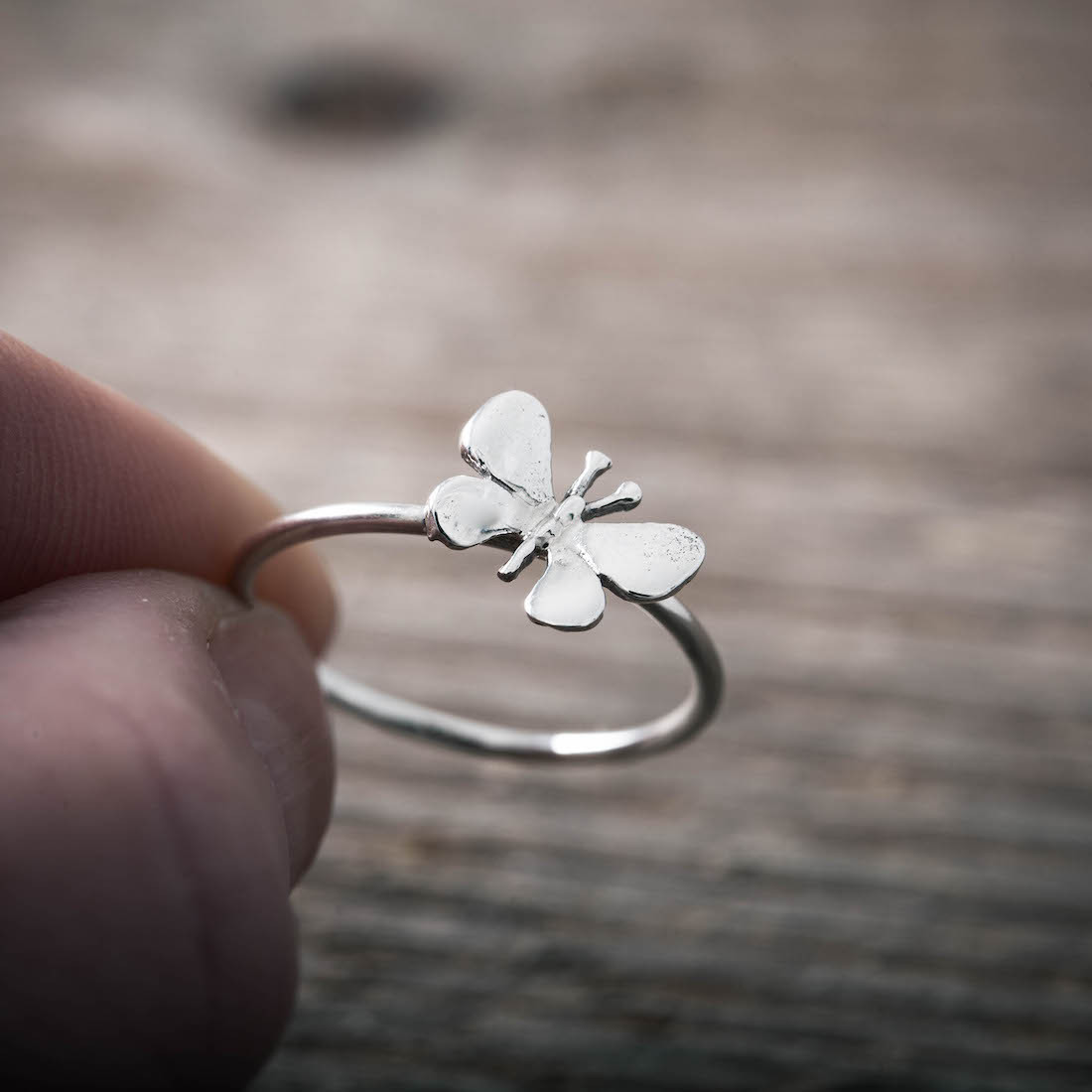 Silver ring butterfly