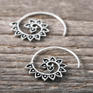 Silver earrings Spiral - Boho chic