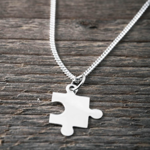 Silver necklace  unisex puzzle