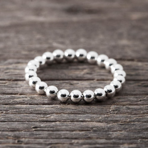 Silverring rörliga kulor