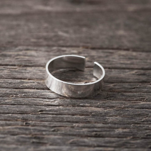 Silverring fingertopp platt