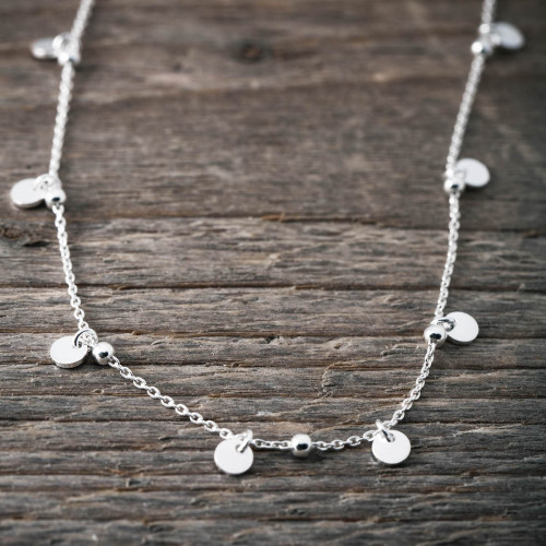 Silverhalsband Boho coins