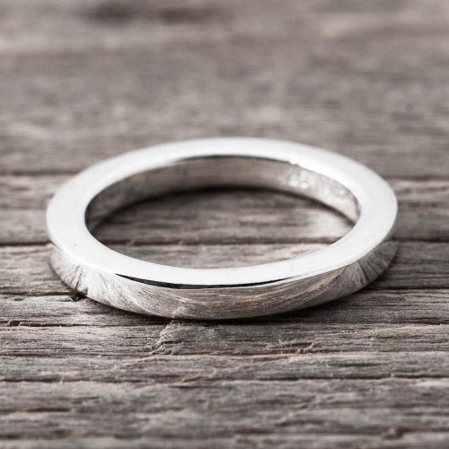 Silverring grov kantig smal