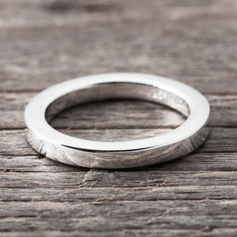 Silverring grov kantig smal