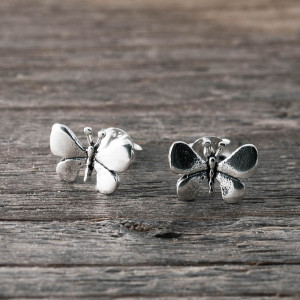Silver earrings butterfly