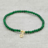 Guldarmband grön agat med peacesymbol