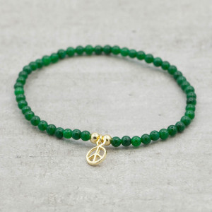 Armband  grön agat med guldpeace