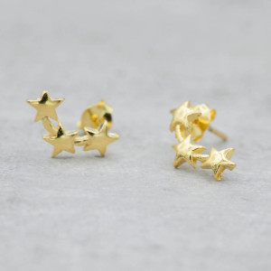 Gold plated earring 3 in 1 stars