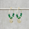 Guldörhängen grön agat med peacesymbol