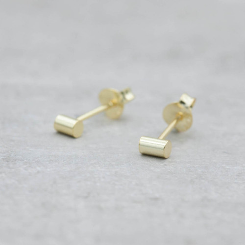 Gold earstuds round mini bar