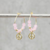 Earrings Rose quartz with gold Peace