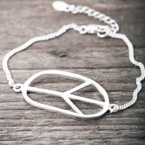 Silverarmband med stort peace