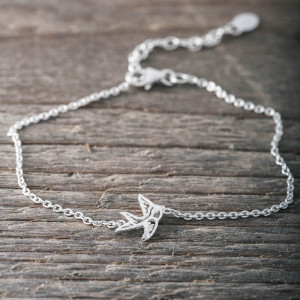 Silver bracelet swallow