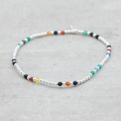 Silverarmband multi Agat
