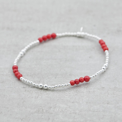 Silverarmband röd