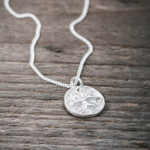 Silver necklace lucky coin swallow