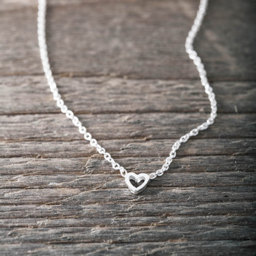 Silverhalsband mini hjärta
