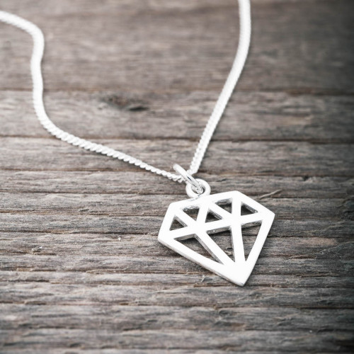 Silverhalsband stor diamant