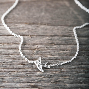 Silver necklace swallow