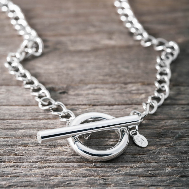 Small Silver T-Bar On Belcher Chain - Tilly Sveaas Jewellery
