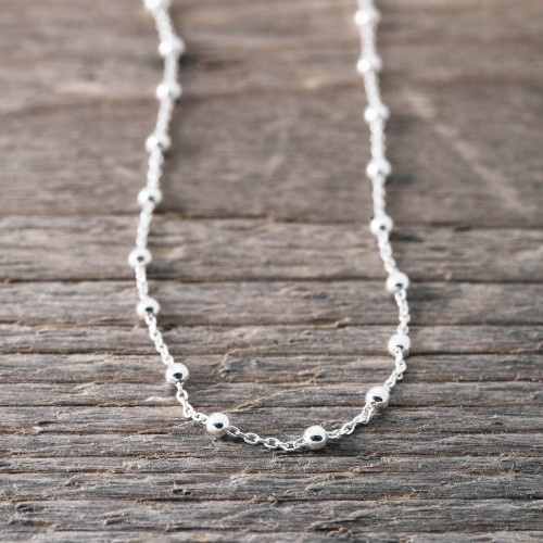 Silver chain thin with silver balls
