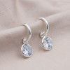 Silver hoops white stone
