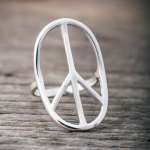 Silverring stor peace-oval