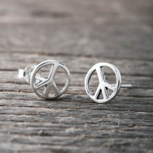 Silver earrings peace