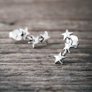 Silver earrings 3 in 1 stars