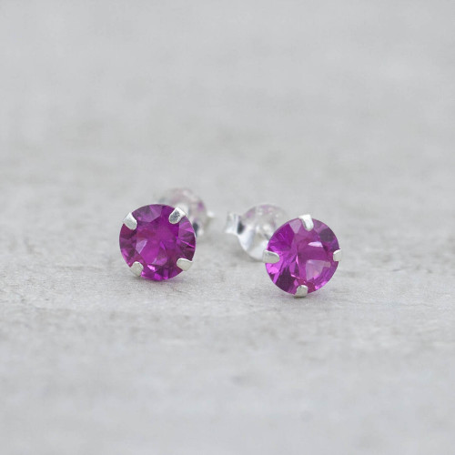 Silverörhängen cerise sten 6mm