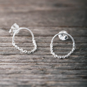 Silver earrings drop chain