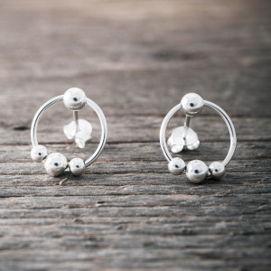 Silver earrings ring with silver balls