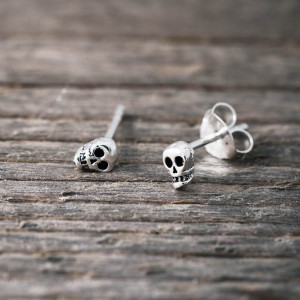 Silver earrings mini skull