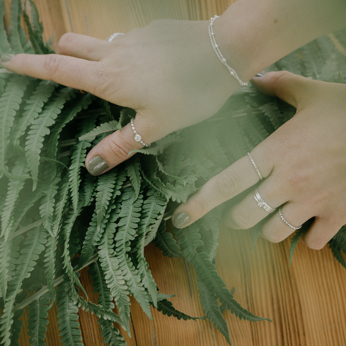 Silver ring with small dots