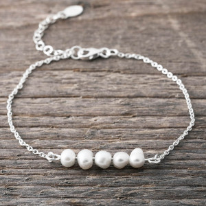Silver bracelet freshwater pearls