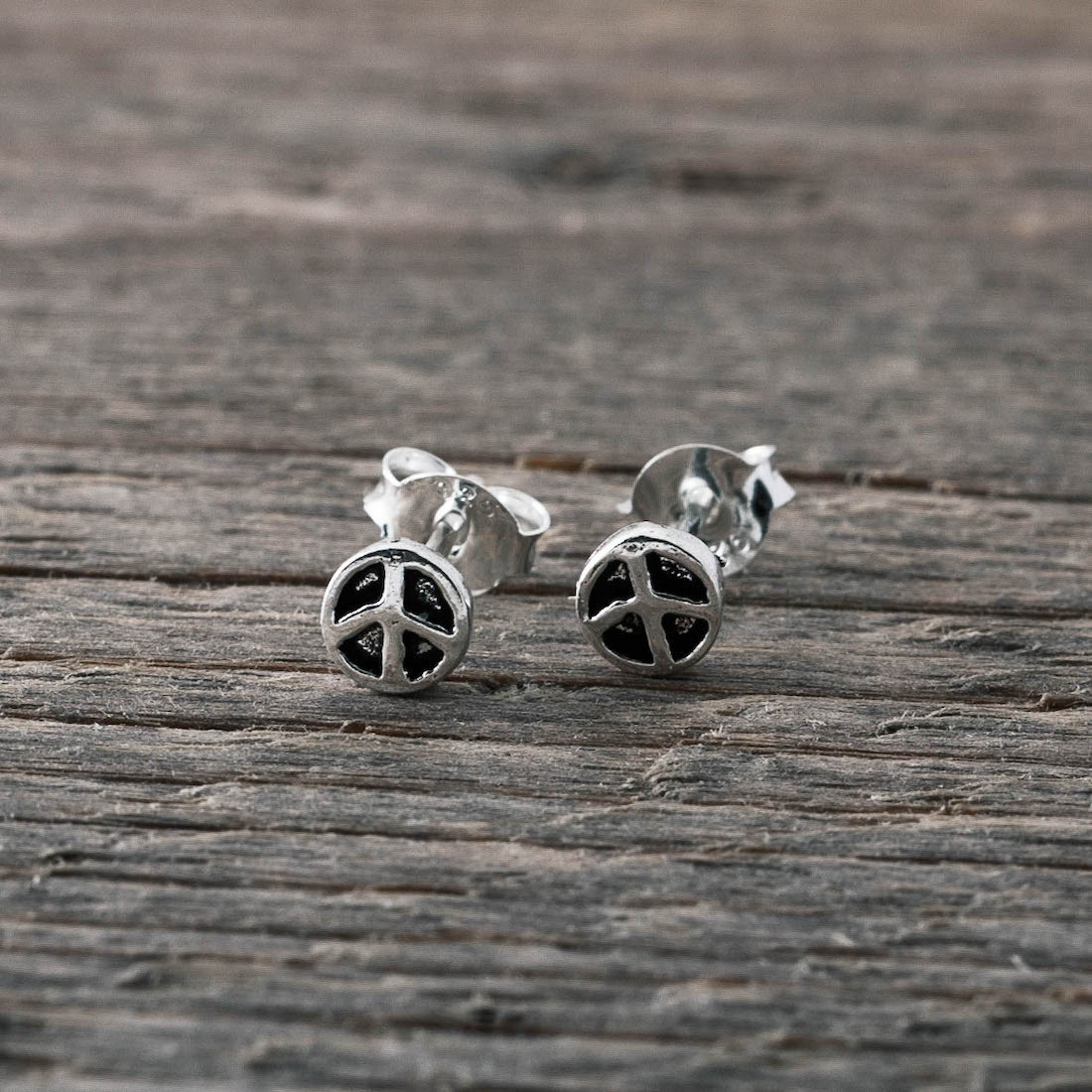 Silver earrings peace mini