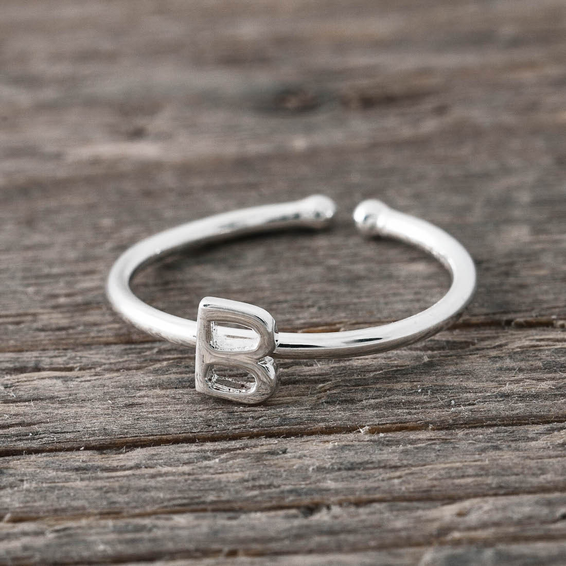 Silverring bokstav B
