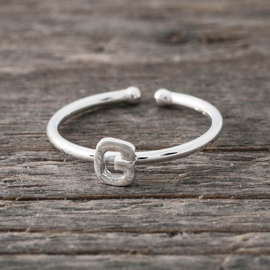 Silverring bokstav G