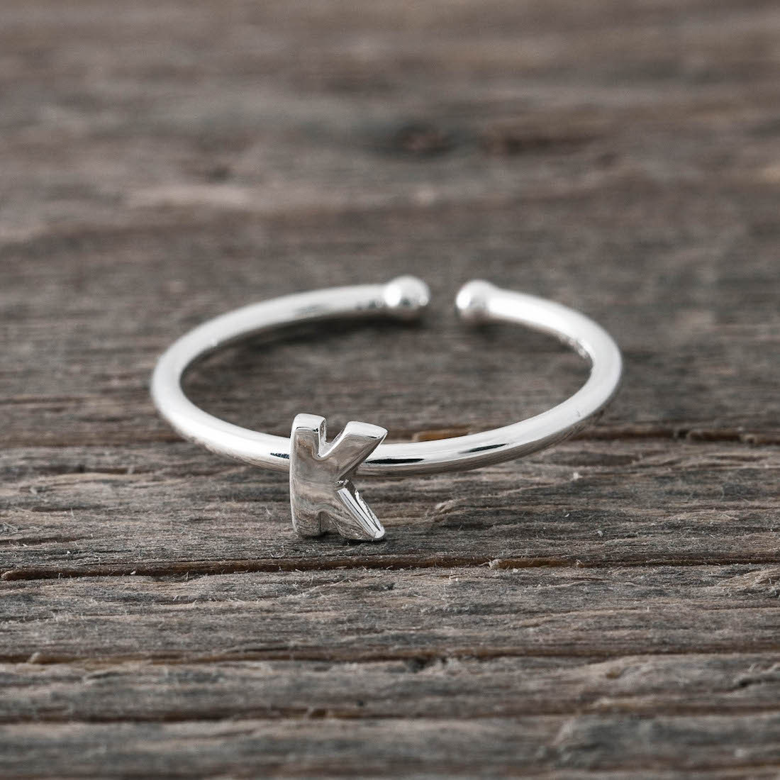 Silverring bokstav K