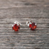Silver earrings 6mm orange stone