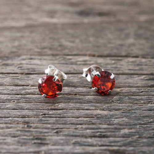 Silverörhängen orange sten 6mm