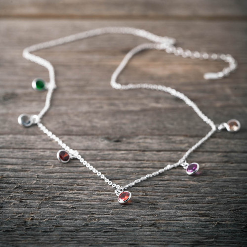 Silverhalsband med Swarovski-kristaller
