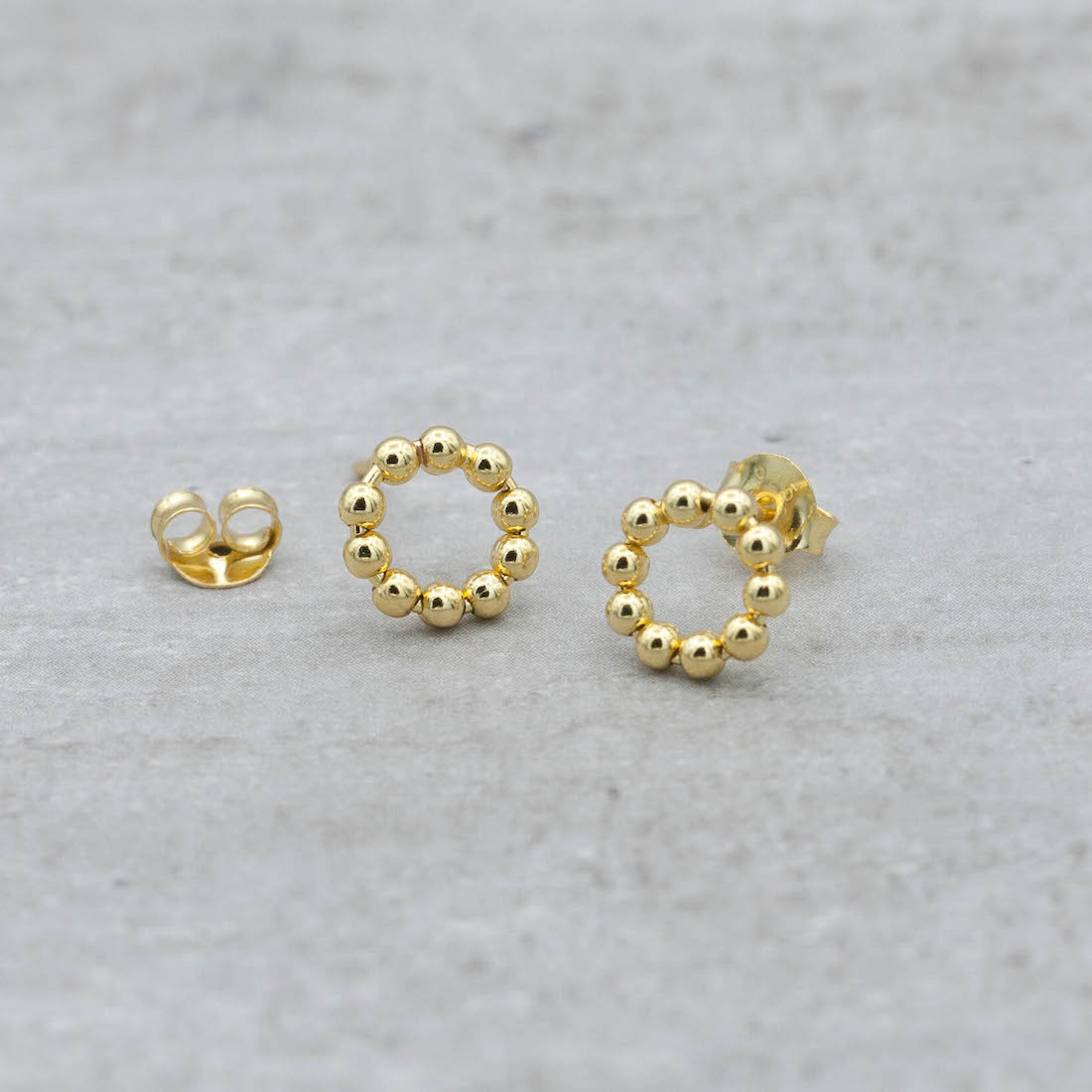 Gold earrings circle "dots"