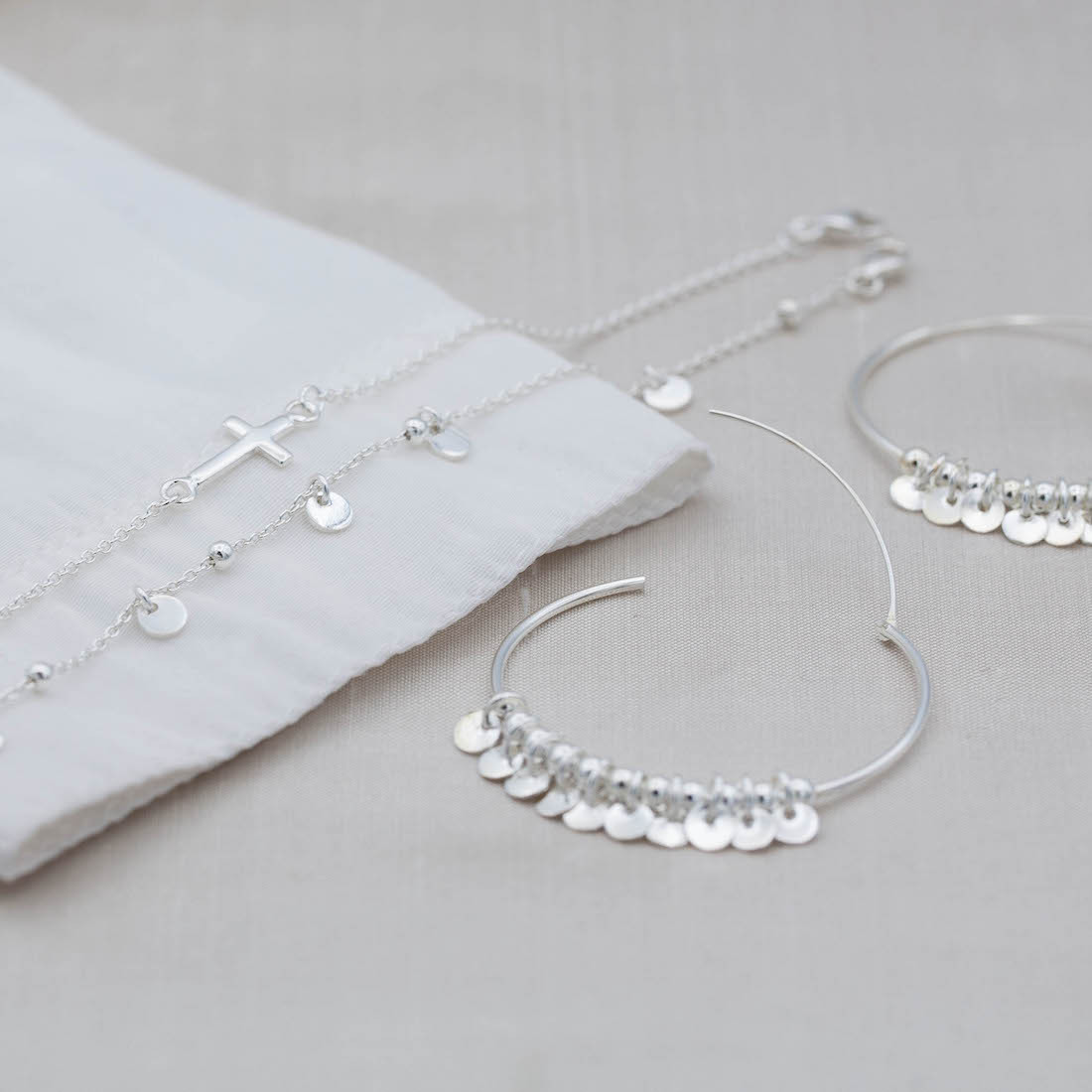 Silver boho hoops