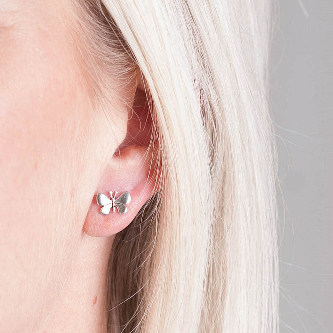 Silver earrings butterfly