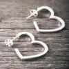 Silver earrings hoop-heart